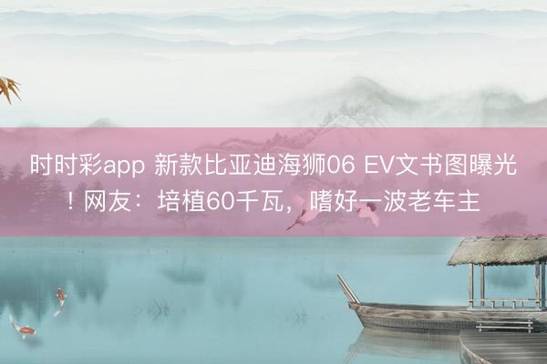 時時彩app 新款比亞迪海獅06 EV文書圖曝光! 網友：培植60千瓦，嗜好一波老車主